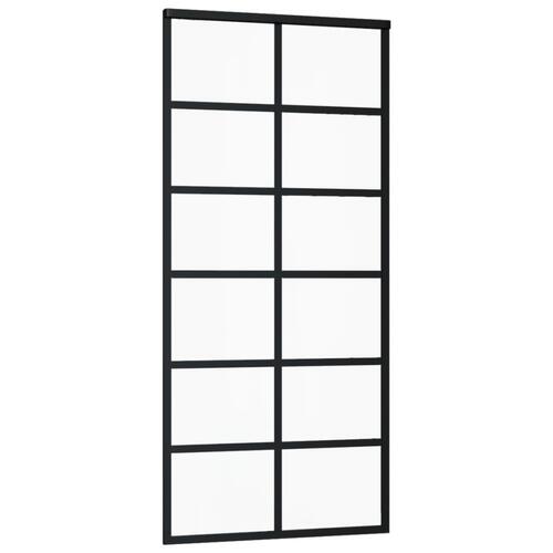 Skydedør 90x205 cm sikkerhedsglas og aluminium sort