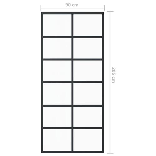 Skydedør 90x205 cm sikkerhedsglas og aluminium sort