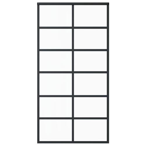 Skydedør 102x205 cm sikkerhedsglas og aluminium sort
