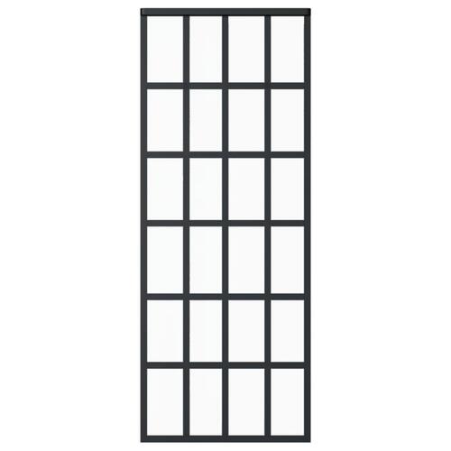 Skydedør sikkerhedsglas og aluminium 76x205 cm sort