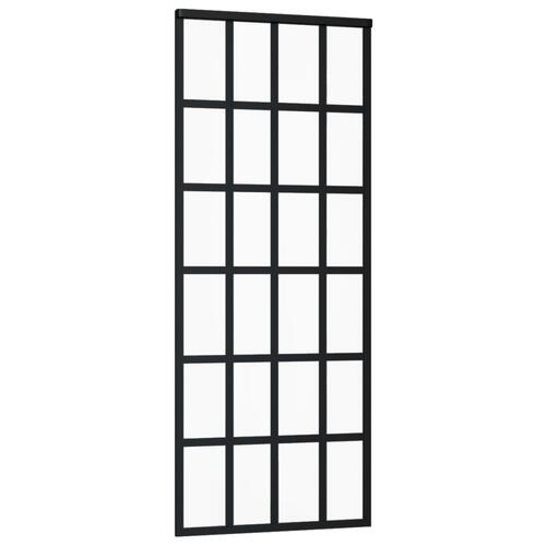 Skydedør sikkerhedsglas og aluminium 76x205 cm sort