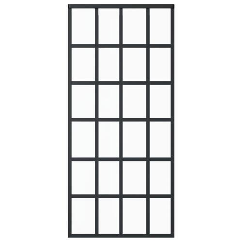 Skydedør 90x205 cm sikkerhedsglas og aluminium sort