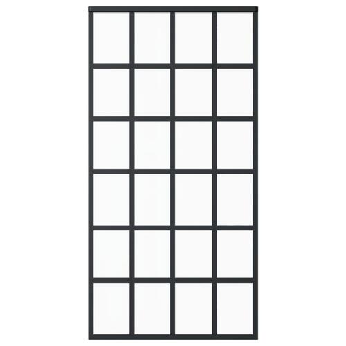Skydedør 102x205 cm sikkerhedsglas og aluminium sort