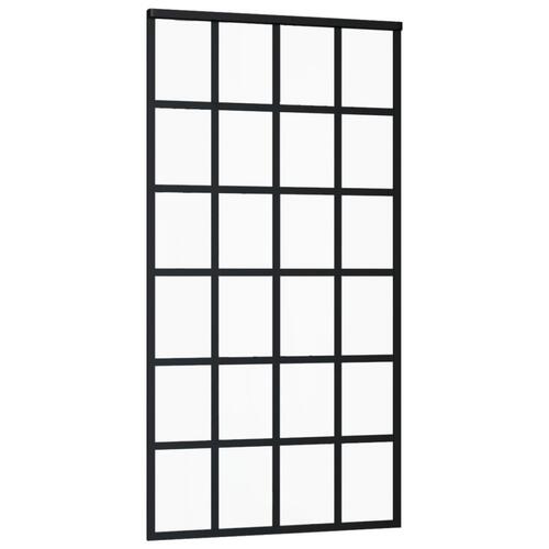 Skydedør 102x205 cm sikkerhedsglas og aluminium sort
