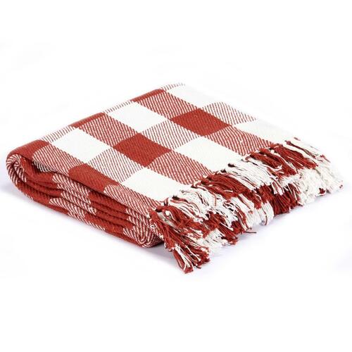 Plaid 125 x 150 cm ternet bomuld stenrød