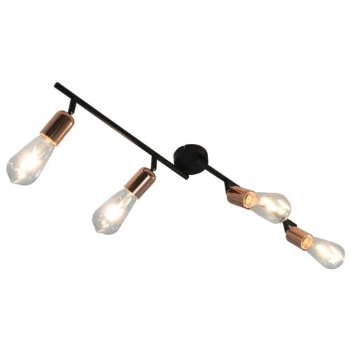 4-vejs spotlampe med glødepærer 2 W 60 cm E27 sort og kobber