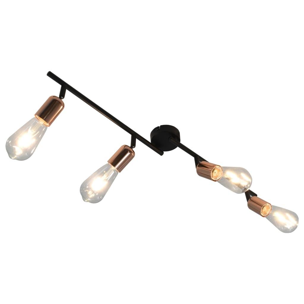 4-vejs spotlampe med glødepærer 2 W 60 cm E27 sort og kobber