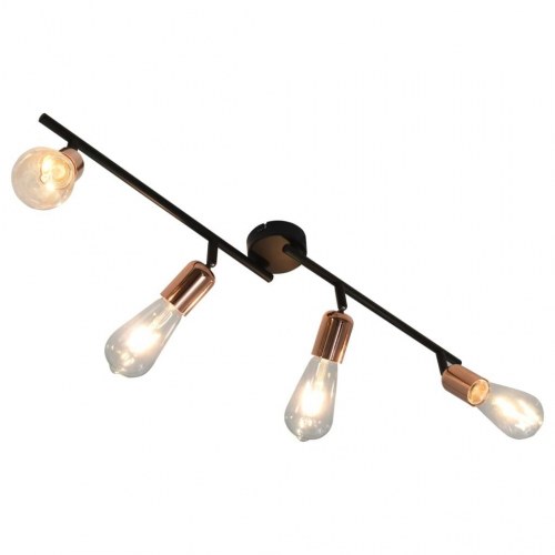 4-vejs spotlampe med glødepærer 2 W 60 cm E27 sort og kobber