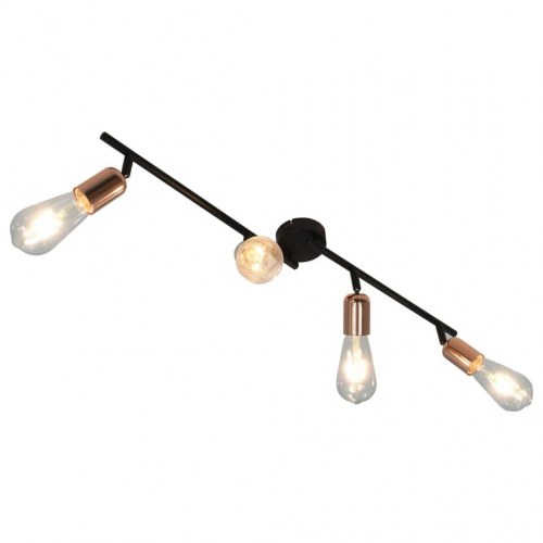 4-vejs spotlampe med glødepærer 2 W 60 cm E27 sort og kobber