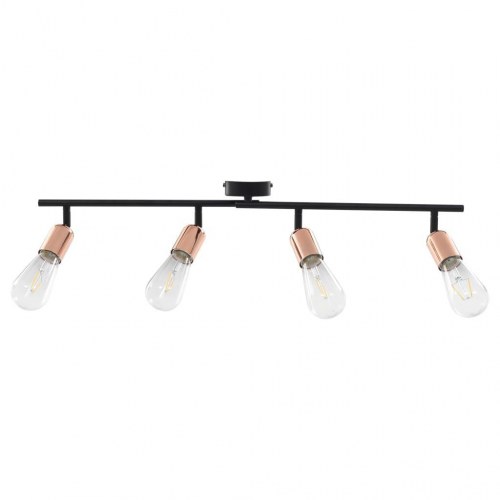 4-vejs spotlampe med glødepærer 2 W 60 cm E27 sort og kobber
