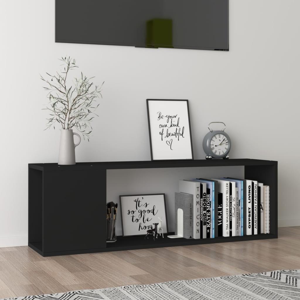 Tv-bord 100x24x32 cm konstrueret træ sort