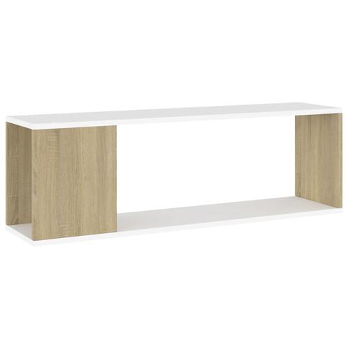 Tv-bord 100x24x32 cm konstrueret træ hvid og egetræsfarvet