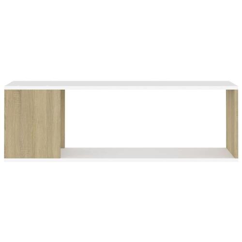 Tv-bord 100x24x32 cm konstrueret træ hvid og egetræsfarvet