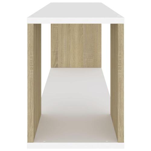 Tv-bord 100x24x32 cm konstrueret træ hvid og egetræsfarvet