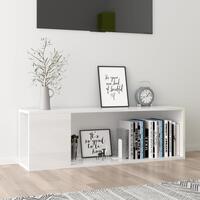 Tv-bord 100x24x32 cm konstrueret træ hvid højglans