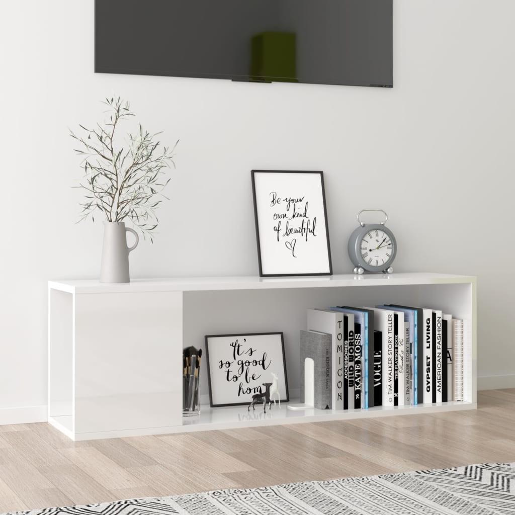 Tv-bord 100x24x32 cm konstrueret træ hvid højglans