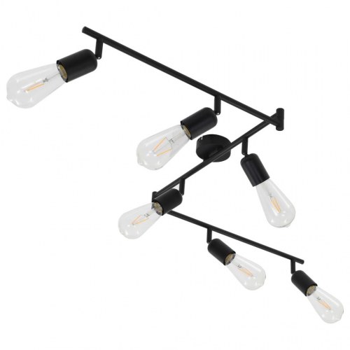 6-vejs spotlampe med glødepærer 2 W 30 cm E27 sort
