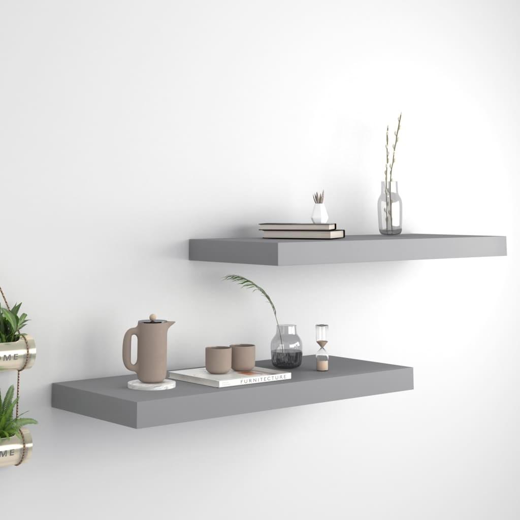 Væghylder 2 stk. 60x23,5x3,8 cm MDF grå