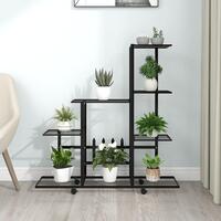 Blomsterstativ med hjul 94,5x25x92,5 cm metal sort