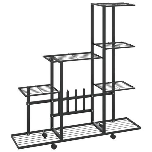 Blomsterstativ med hjul 94,5x25x92,5 cm metal sort