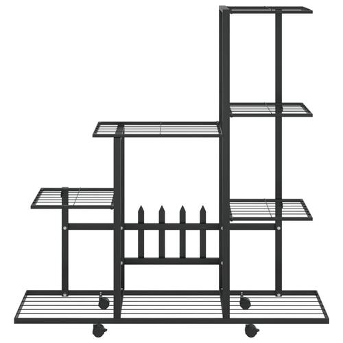 Blomsterstativ med hjul 94,5x25x92,5 cm metal sort
