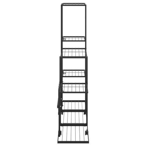 Blomsterstativ med hjul 94,5x25x92,5 cm metal sort