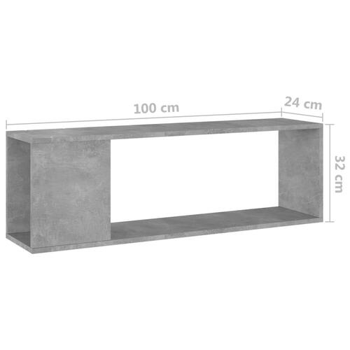 Tv-bord 100x24x32 cm konstrueret træ betongrå