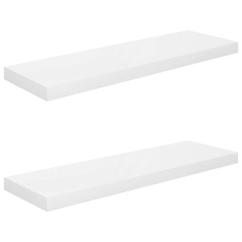 Væghylder 2 stk. 80x23,5x3,8 cm MDF hvid højglans