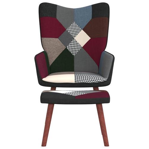 Lænestol med fodskammel stof patchwork