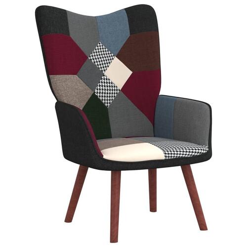 Lænestol med fodskammel stof patchwork