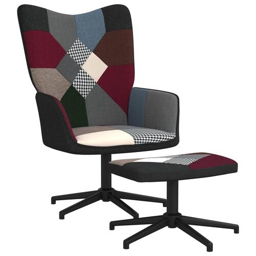 Lænestol med fodskammel stof patchwork