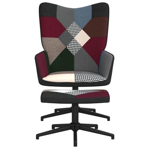 Lænestol med fodskammel stof patchwork