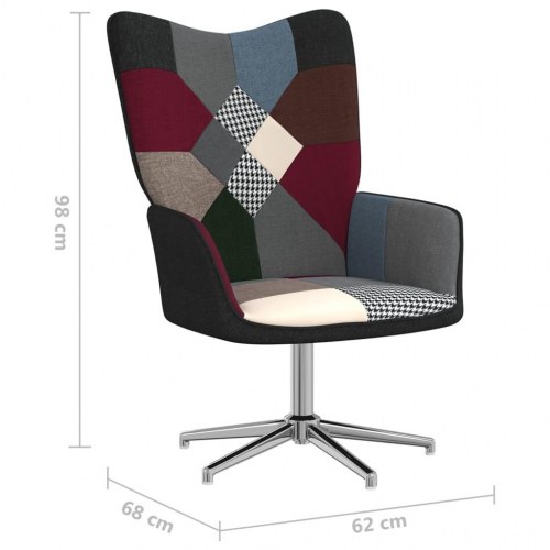 Lænestol i stof med patchwork - drejelig, flerfarvet