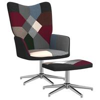 Lænestol med fodskammel stof patchwork