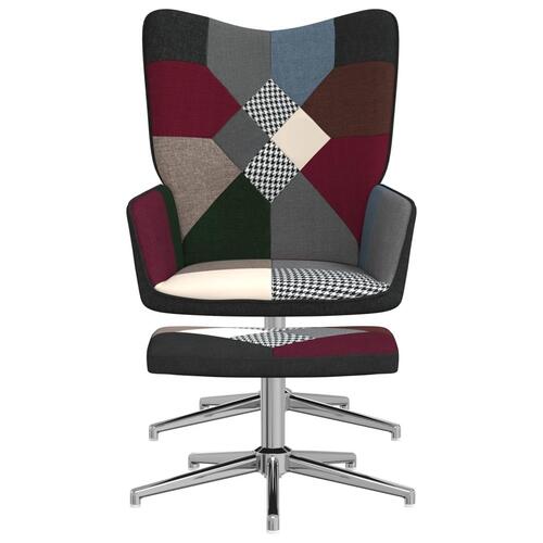 Lænestol med fodskammel stof patchwork