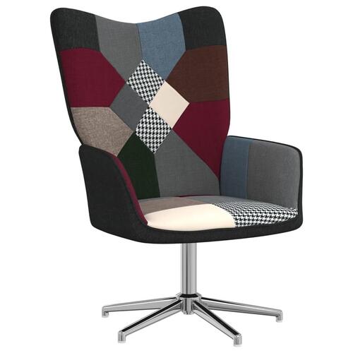 Lænestol med fodskammel stof patchwork