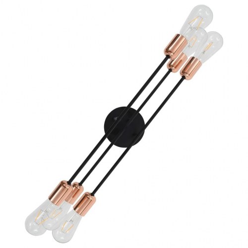 Loftlampe med glødepærer 2 W E27 sort og kobber