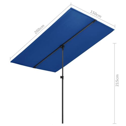 Parasol med aluminiumstang 2x1,5 m azurblå