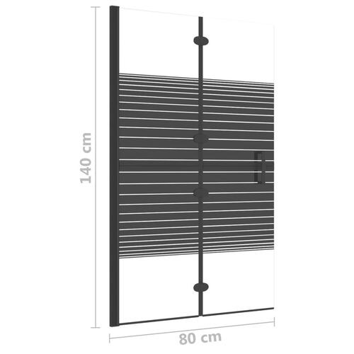 Foldbar bruseafskærmning 80x140 cm sikkerhedsglas sort