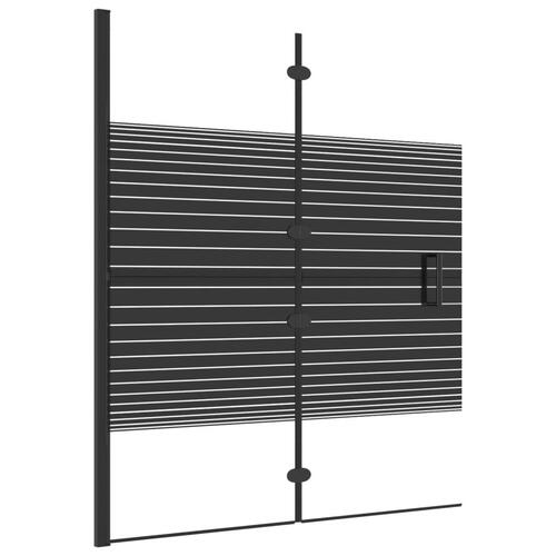 Foldbar bruseafskærmning 120x140 cm sikkerhedsglas sort