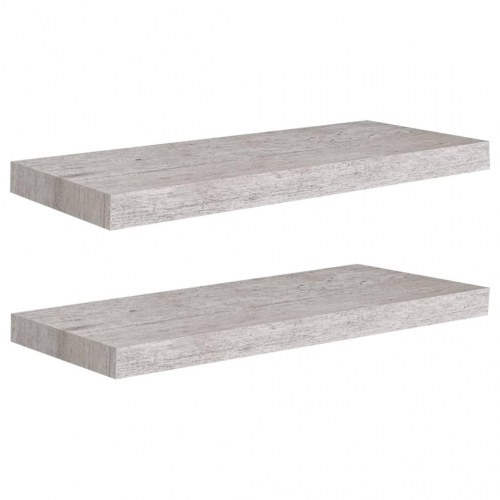 Væghylder 2 stk. - 60 × 23,5 × 3,8 cm i MDF, betongrå