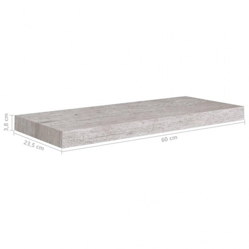 Væghylder 2 stk. - 60 × 23,5 × 3,8 cm i MDF, betongrå