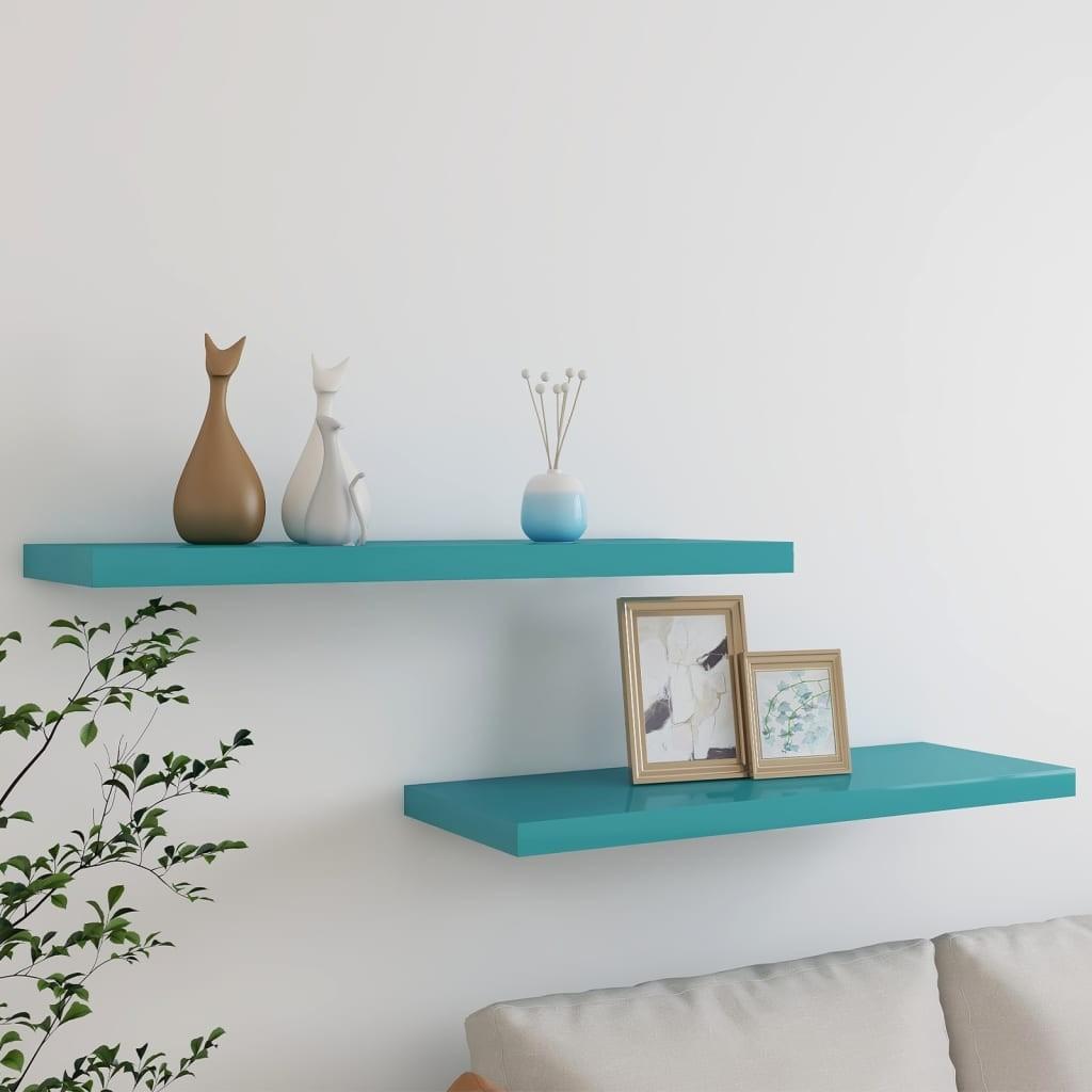 Væghylder 2 stk. 80x23,5x3,8 cm MDF blå