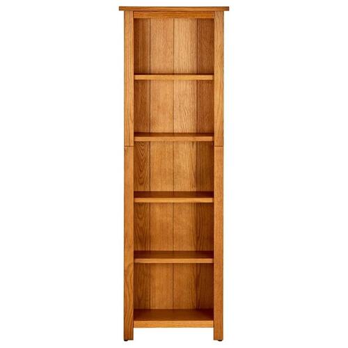 Bogreol med 5 hylder 45x22x140 cm massivt egetræ
