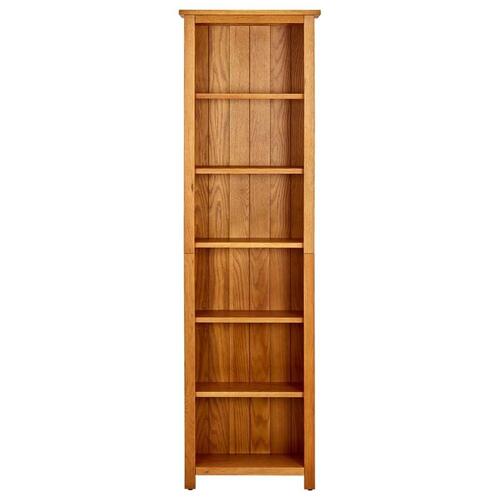 Bogreol med 6 hylder 52x22x180 cm massivt egetræ