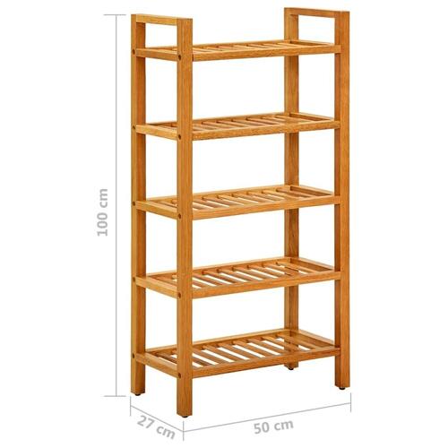 Skostativ med 5 hylder 50x27x100 cm massivt egetræ