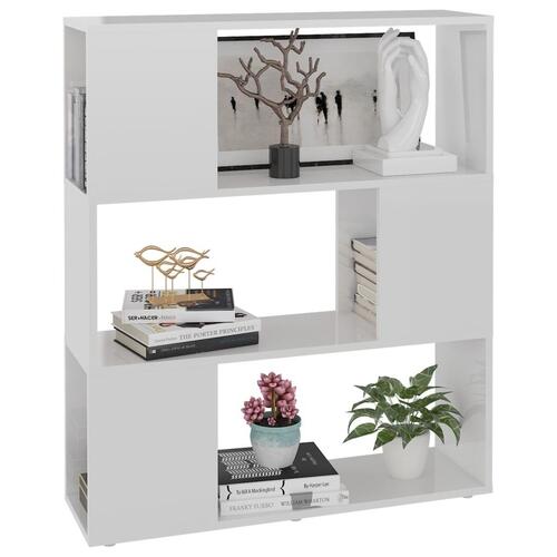 Bogreol/rumdeler 80x24x94 cm konstrueret træ hvid højglans