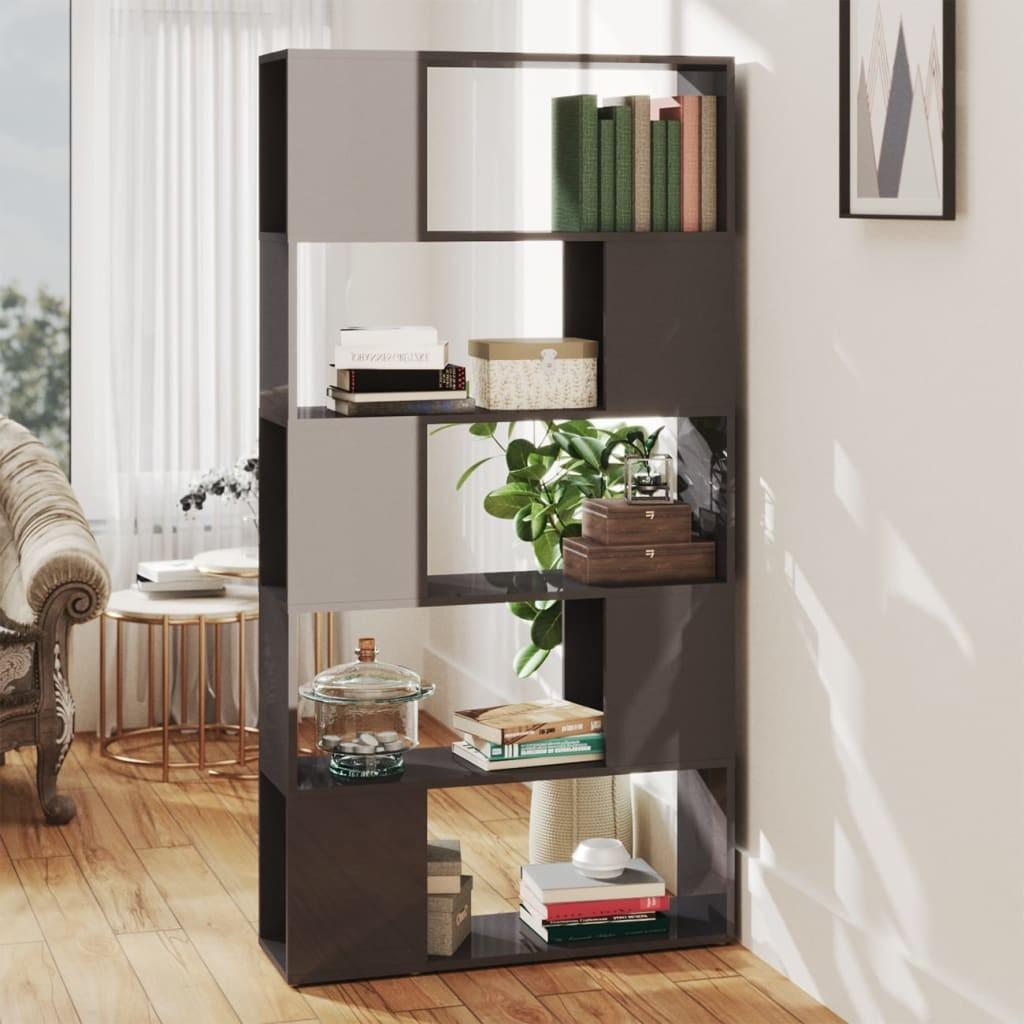 Bogreol/rumdeler 80x24x155 cm spånplade grå højglans
