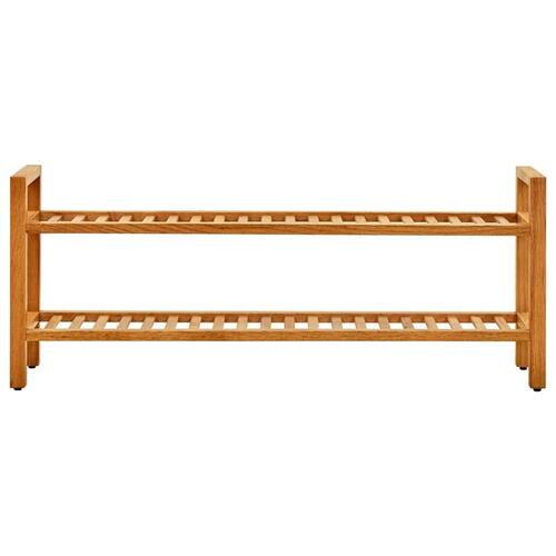 Skostativ med 2 hylder 100x27x40 cm massivt egetræ