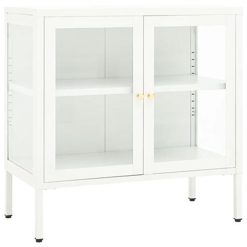 Skænk 70x35x70 cm stål og glas hvid
